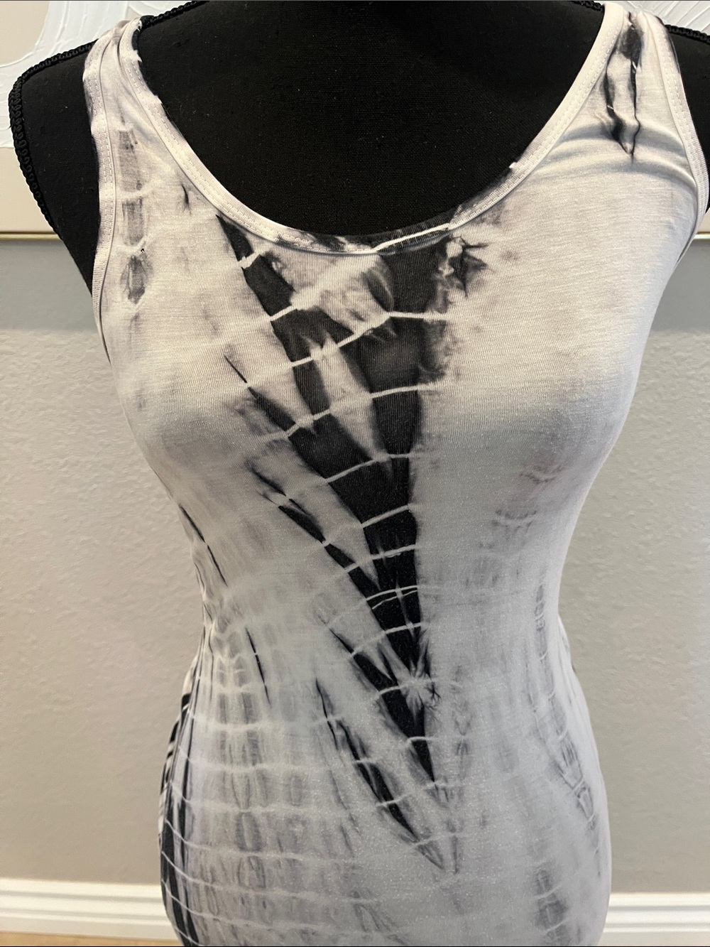 Black & White Tie-Dye Tank Dress